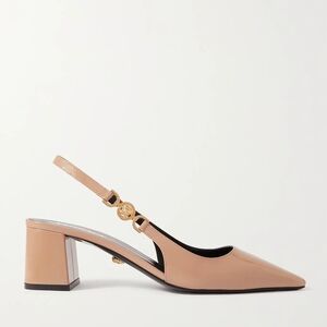 VERSACE Embellished Patent-Leather Slingback Pumps Beige Size EU 40 US 10 NIB